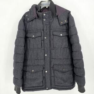 INC International Concepts Men’s Gray Wool Removeable Hood Winter Parka Coat XL